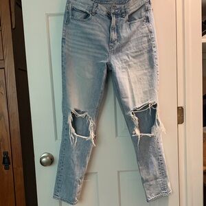 American Eagle Outfitters Ripped Light Blue Boyfriend Jeans